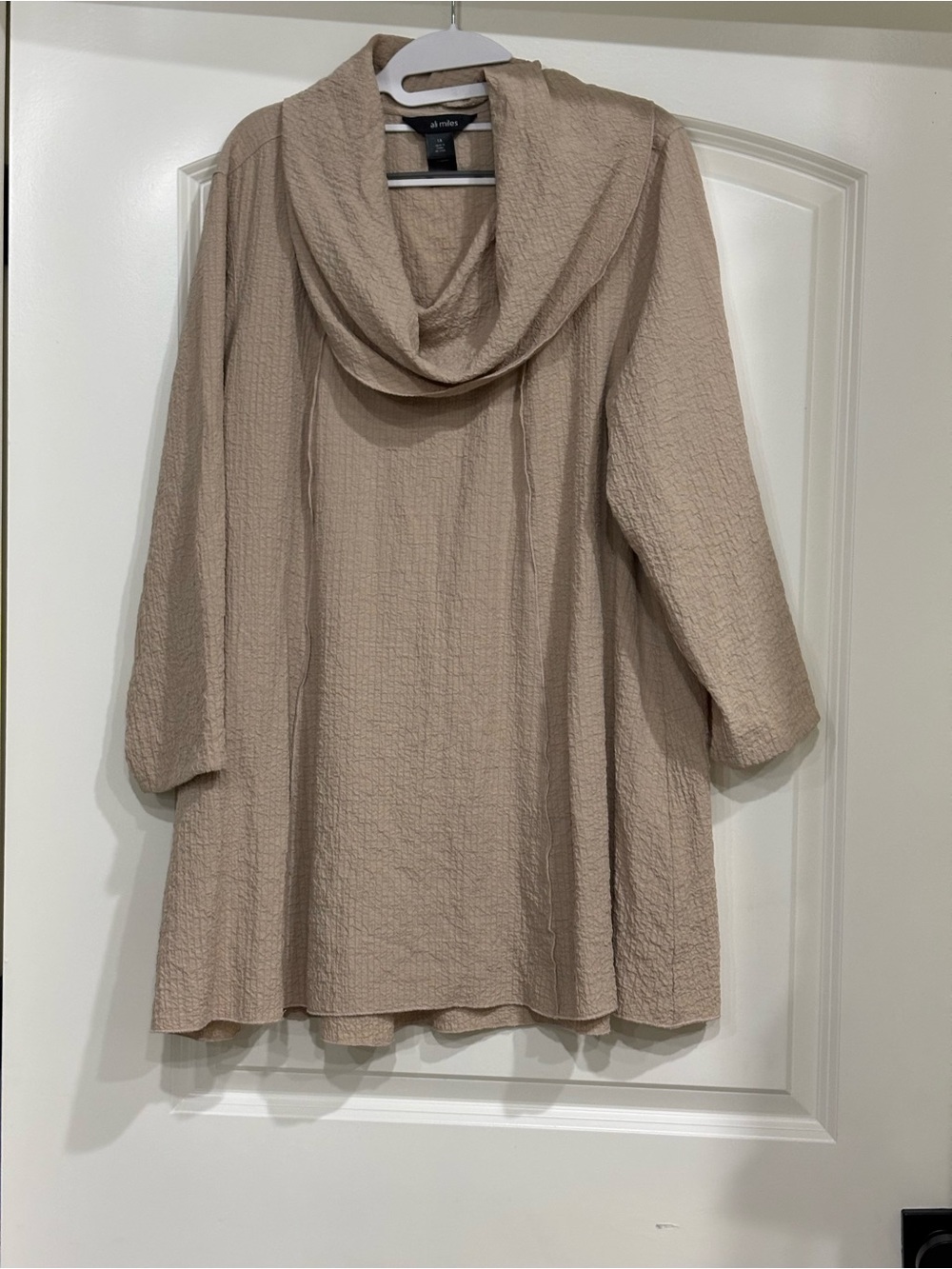 Alfani Taupe Cowl Neck Textured Women's Blouse